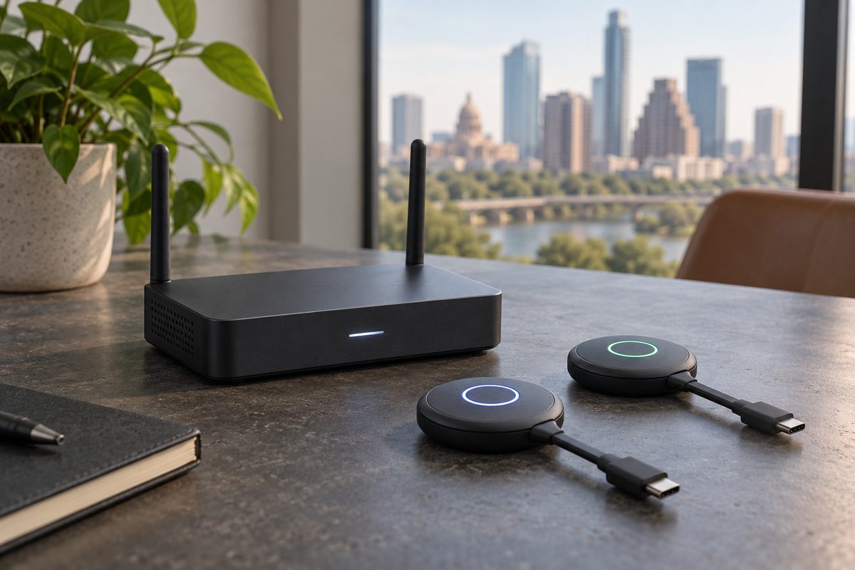 CN-W wireless presentation receiver with two USB-C share buttons