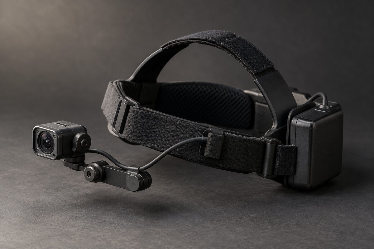 RS-H head-mounted support camera on an adjustable headband